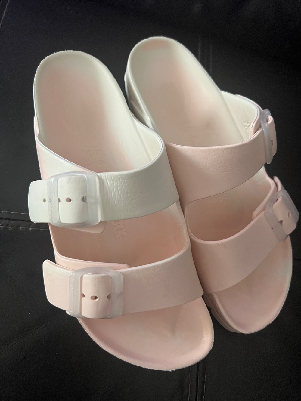 Birkenstock’s Women’s Two-Band Slide Sandals in Light Pink 36 size